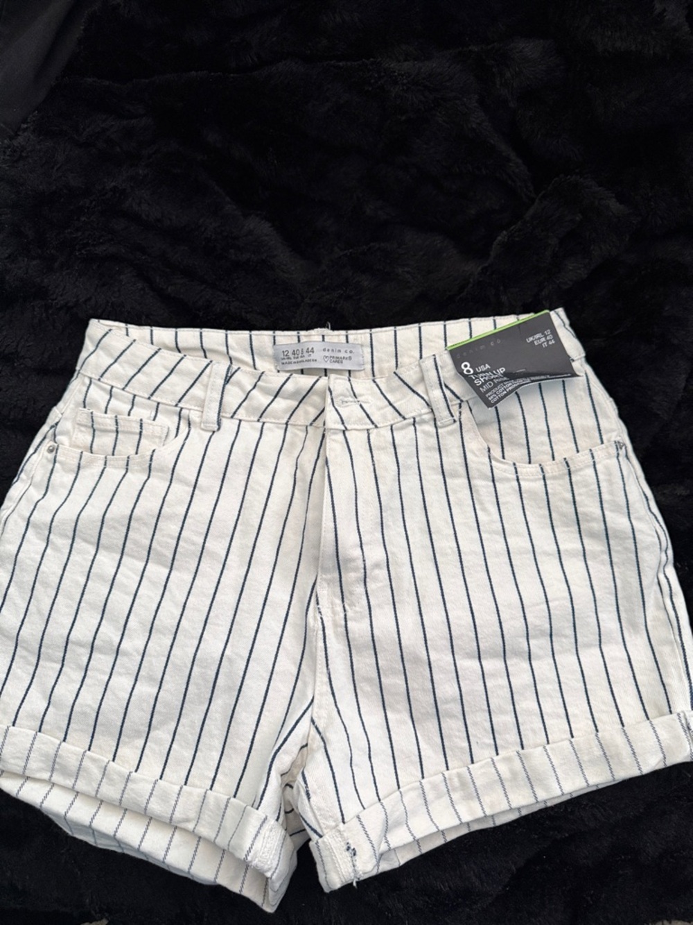 Primark White Shorts with Navy Pinstripes
